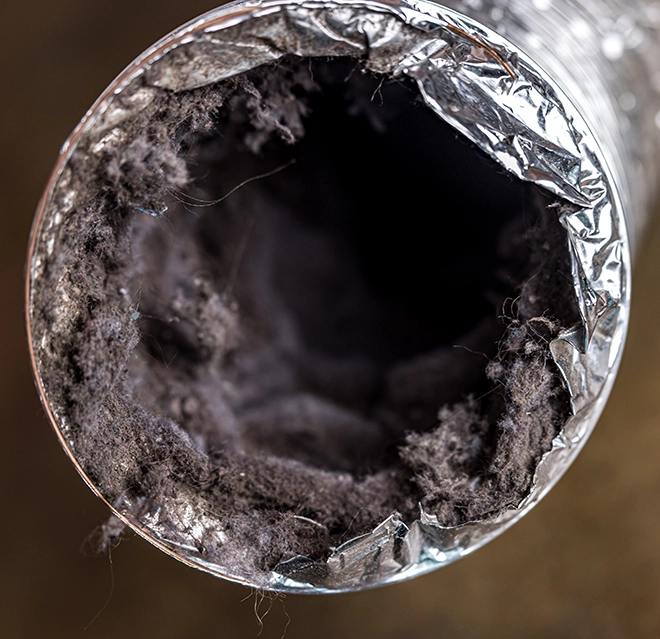 Dryer vent full of lint.