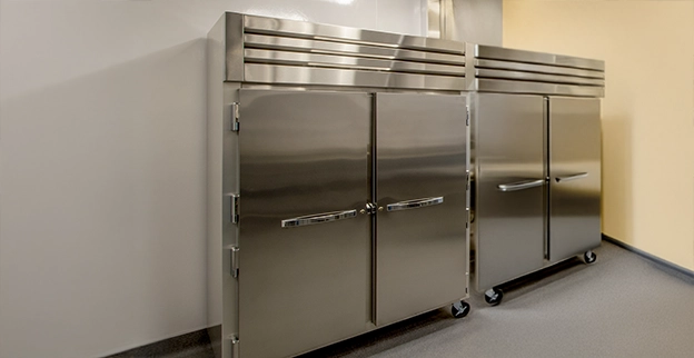Close up of commercial freezers.