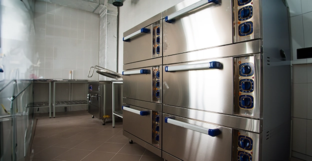 Silver commercial oven.
