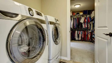 Washer and dryer with walk in closet