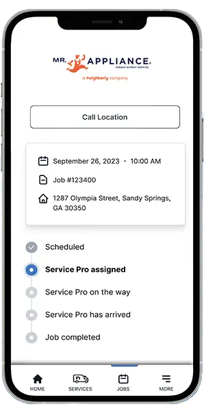 Service pro assigned tracker screen on Neighborly app.